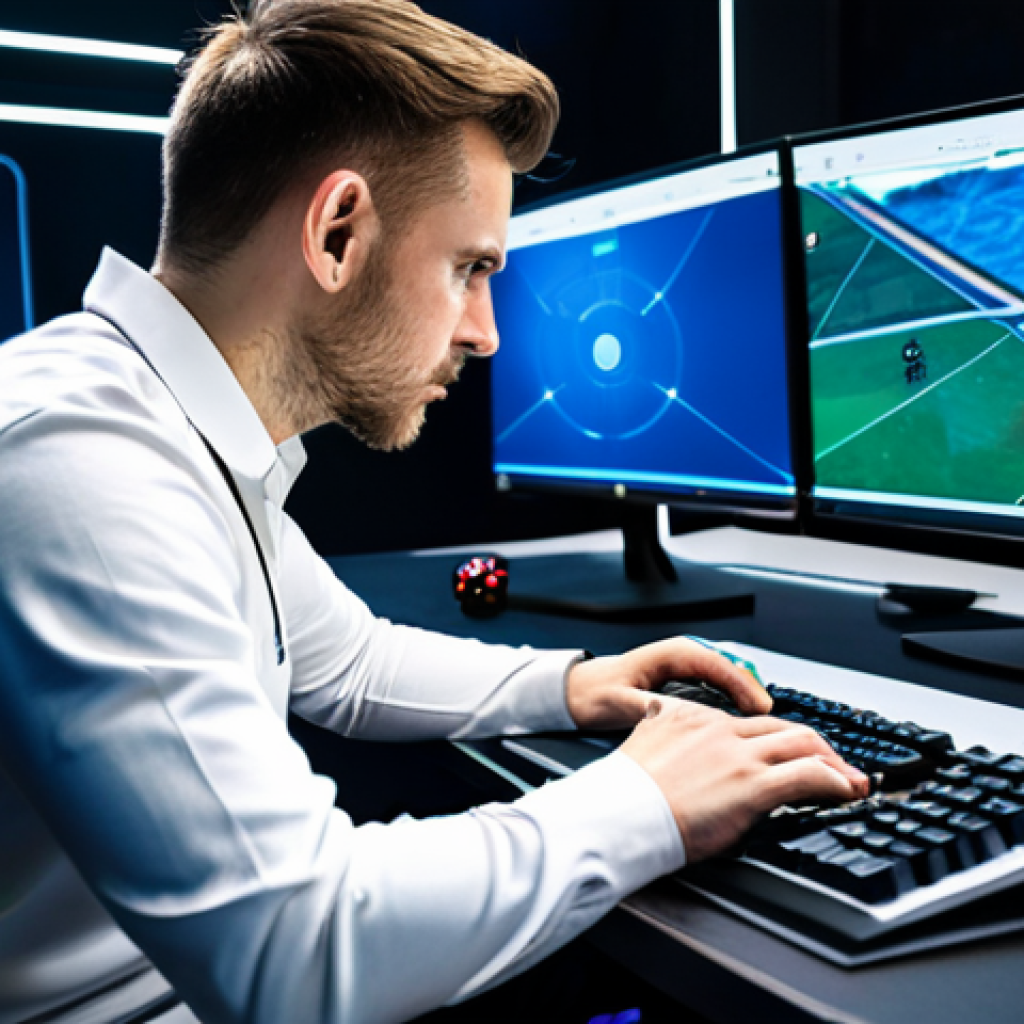 A focused, professional esports analyst, dressed in a modest, professional polo shirt and trousers, fully clothed, appropriate attire. Seated thoughtfully at a sleek, futuristic desk in a well-lit, clean esports training facility. Multiple high-resolution monitors display complex game data, character statistics, and evolving game maps. An open notebook filled with strategic insights and diagrams lies beside a professional gaming mouse and keyboard. The analyst is deep in contemplation, a pen held to their chin, immersed in understanding the latest game patch notes and their impact on competitive strategies. Professional photography, studio lighting, highly detailed, realistic texture, perfect anatomy, correct proportions, natural pose, well-formed hands, proper finger count, natural body proportions, safe for work, appropriate content, fully clothed, professional, family-friendly.