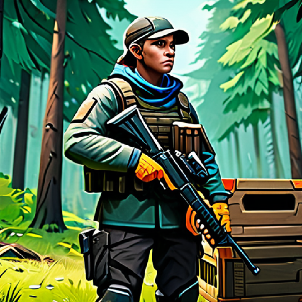 이터널리턴 최적 장비 세팅 - Early Game Resource Gathering**

"A determined player character, fully clothed in modest tactical ge...