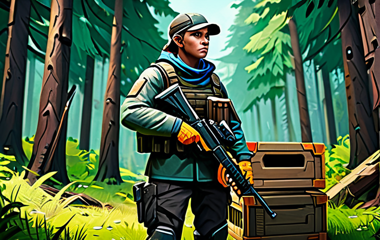 이터널리턴 최적 장비 세팅 - Early Game Resource Gathering**
"A determined player character, fully clothed in modest tactical ge...
