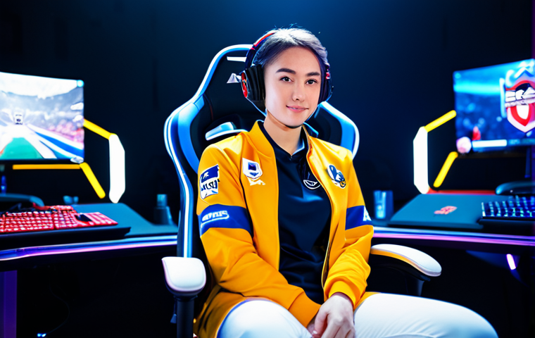 이터널리턴 전문 스트리머 추천 - **Prompt:** A professional female esports player, fully clothed in team uniform with a logo, sitting...