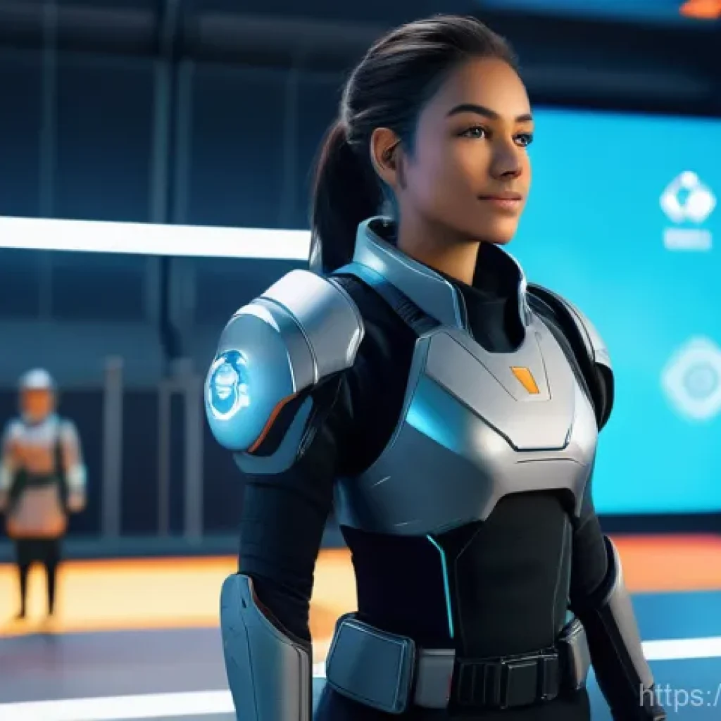 이터널리턴 신규 유저 캠페인 - A cheerful female "Test Subject" character, with a friendly expression, standing in a brightly lit, ...