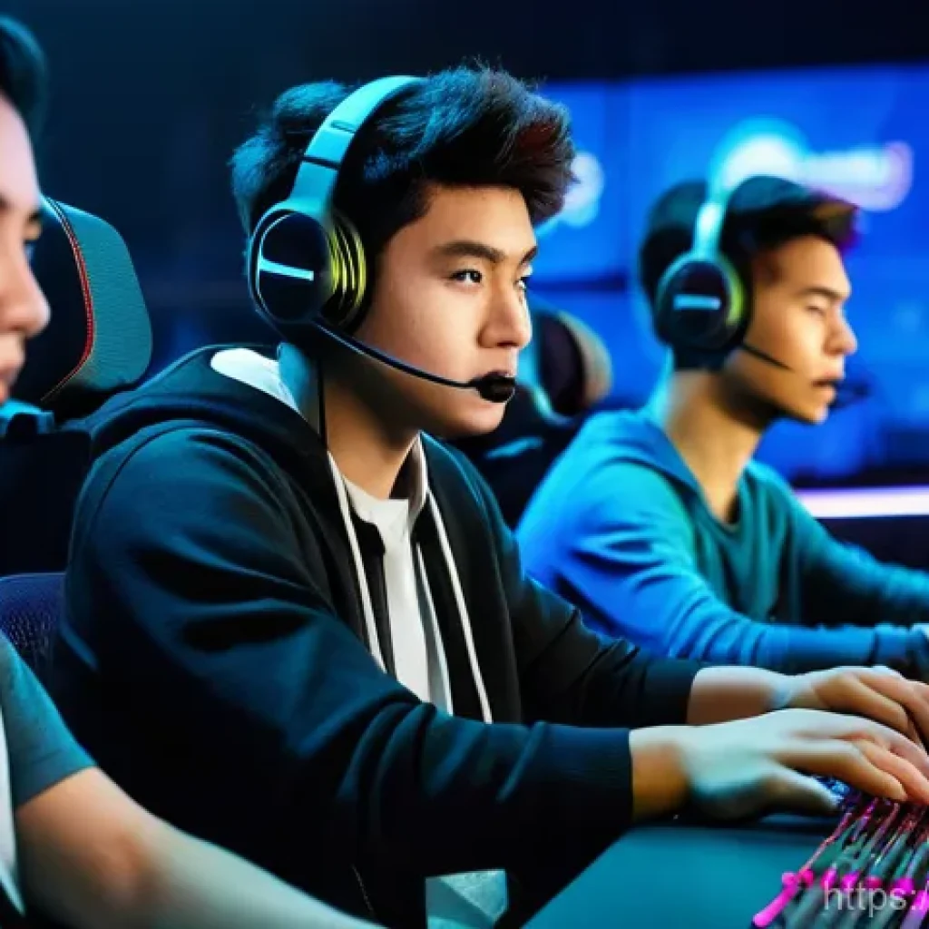 이터널리턴 글로벌 커뮤니티 콘텐츠 - **Global Gaming Convergence:**
"A group of four young adult gamers, two males and two females, o...