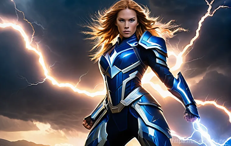 이터널리턴 캐릭터 코스튬 평가 - **Prompt:** A powerful female warrior named Barbara, envisioned as a "Thunder Goddess." She stands i...