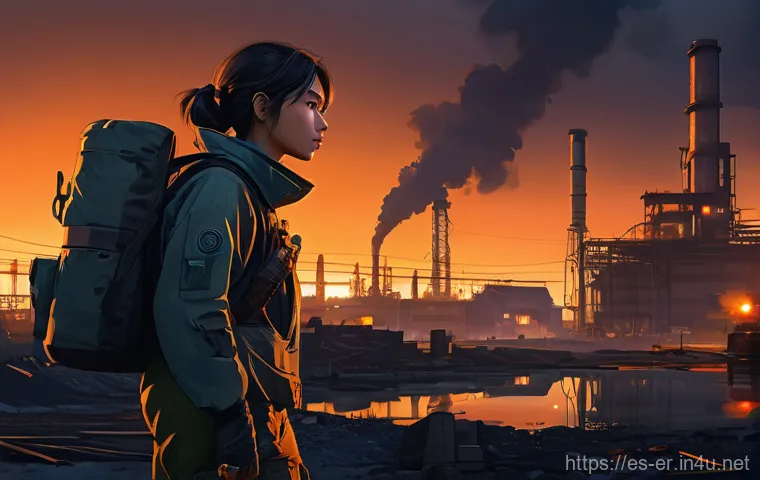 이터널리턴 대규모 업데이트 리뷰 - **"Lumia Island's Transformed Factory Zone at Dusk"**
    A lone female character, **Aya**, dressed ...