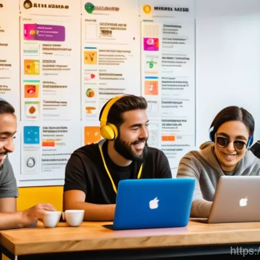 이터널리턴 팬 커뮤니티 협력 - **Vibrant Community Knowledge Sharing Session:** A diverse group of 5-7 young adults (ages 20-30s, r...