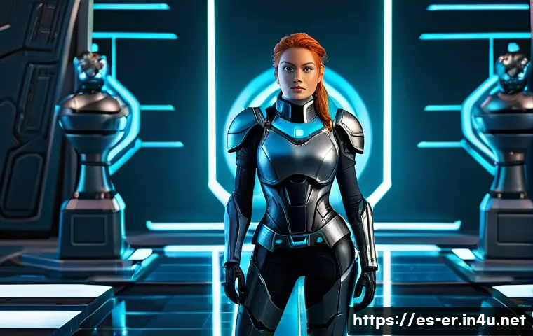 이터널리턴 캐릭터 티어 비교 - A dynamic full-body shot of Adela from Eternal Return, gracefully commanding the battlefield on Lumi...