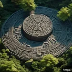 이터널리턴 이스터에그 찾기 - A richly detailed fantasy map scene inspired by "Eternal Return," featuring a lush Jurassic island e...
