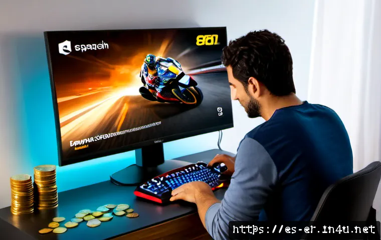 이터널리턴 시즌 패스 혜택 - Photorealistic Spanish gaming enthusiast at a clean home desk in Madrid, comparing a premium season ...