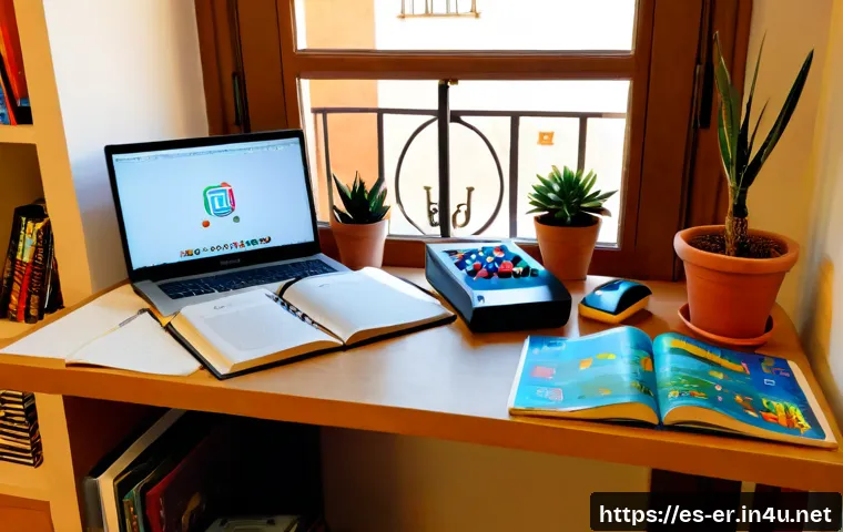 이터널리턴 게임 관련 도서 추천 - Photorealistic cozy gaming-study desk in a modern Spanish apartment, a young adult player comparing ...