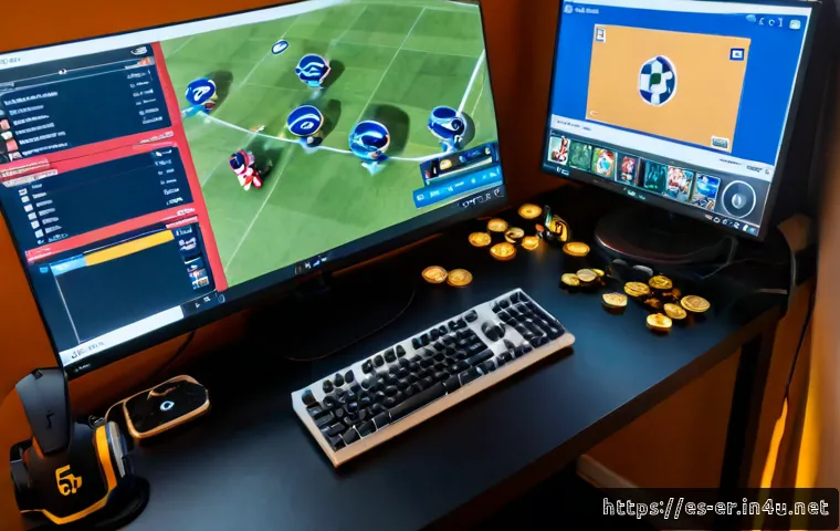 Home 17 이터널리턴 업데이트 전략 분석 - Photorealistic overhead view of a Spanish-speaking esports player’s tidy home desk in Madrid, studyi...